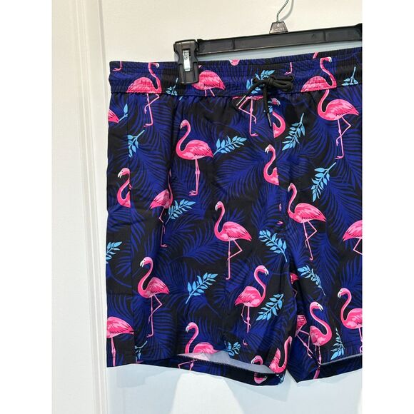 NWT Brisira Blue Flamingo Print Swim Trunks Size XL - Picture 6 of 7